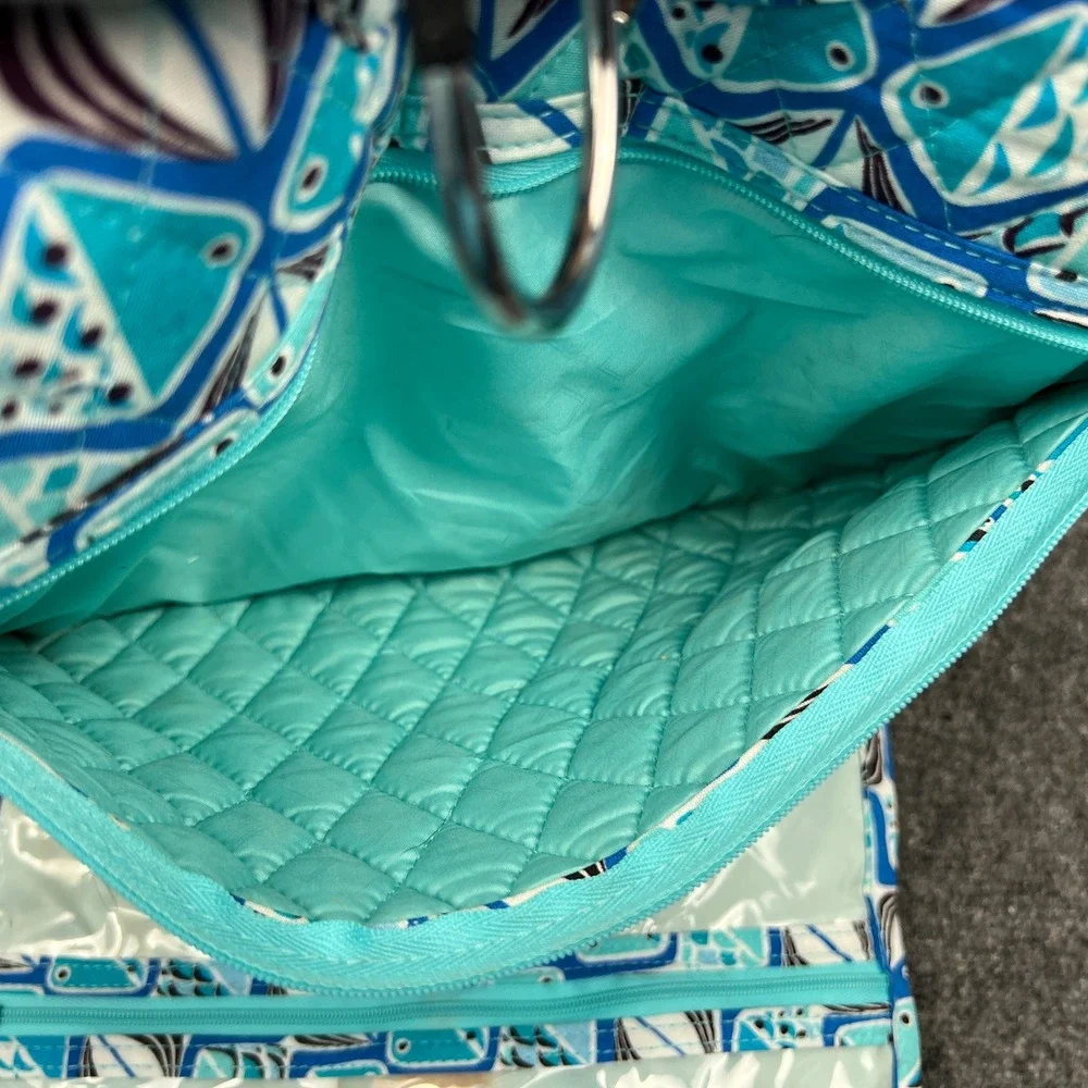 Vera Bradley Hanging Travel Organizer Go Fish Blue Quilted Toiletry Bag Pouch